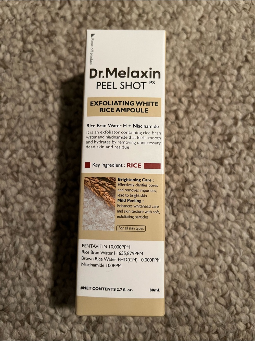 Peel Shot Exfoliating White Rice Ampoule — White/Cream